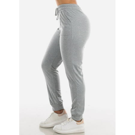 high waisted light grey joggers