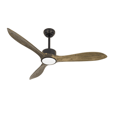Wozzio 52 inch Ceiling Fan with Light and Remote,DC Motor,3CCT Dimmable LED Light,3 Amber Wood Blades,Indoor & Outdoor
