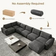 thumbnail image 6 of 175" Oversized Boneless Couch for Living Room, Neche Modern Modular Sectional, Convertible, U Shaped, Deep Seat, Big Comfy Sofa Set with Ottoman,Grey, 6 of 11