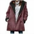 thumbnail image 6 of FNFYFH Women Plus Size Horn Button Coat Long Sleeve Fleece Hooded Jacket Winter Warm FLeece Lined Jackets Classic Fit Parka Coat with Pockets, 6 of 7