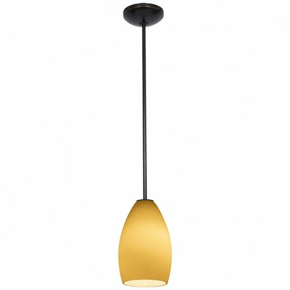 28012-1r-orb/mya Access Lighting Champagne-One Light Glass Pendant with Rod-5 Inches Wide by 9 Inches Tall-Oil Rubbed Bronze Finish-Maya Glass