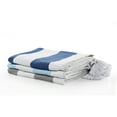 thumbnail image 3 of Ox Bay Aqua Blue Striped Cotton Throw Blanket, 50" x 60", 3 of 11