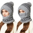 thumbnail image 5 of 3 In 1 Beanie Hat With Scarf And Mask Warm Winter Scarves Fitness Faux Fur Shawl Pashmina Wraps Fall Fashion Must Have Women's Hats & Caps Grey, 5 of 9