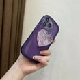thumbnail image 3 of Heart Phone Case Compatible with iPhone 14, Cute 3D Clear Purple Love Heart Diamond Glitter Stand with Round Bracelet Phone Cover for Women Girls, 3 of 12