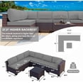 thumbnail image 7 of Kullavik 7 Pieces Outdoor Patio Furniture Wicker Rattan Sectional Sofa Patio Conversation Sets Gray, 7 of 7