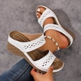thumbnail image 4 of Slides for Women Bohemian Hollow out Orthopedic Walking Sandals Summer Casual Slip on Platform Wedges White Size 8.5, 4 of 7