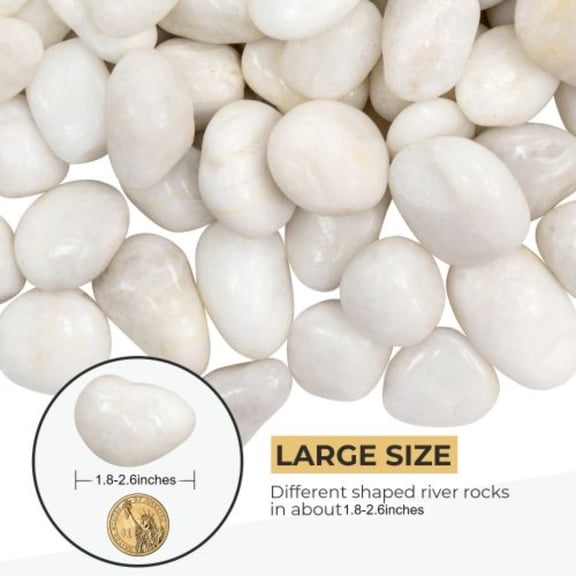 ZHICHUN 38 lbs White River Rocks 2-3 Inch Polished Natural Pebbles for Indoor Outdoor Landscaping Plant Decor Vases Aquariums and DIY Crafts