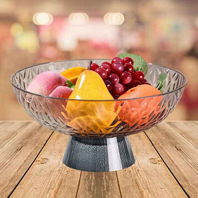 Frutero multiusos con base desmontable, bandeja decorativa para postres, ensaladera para dulces, verduras, aperitivos, pan y despensa. Negro