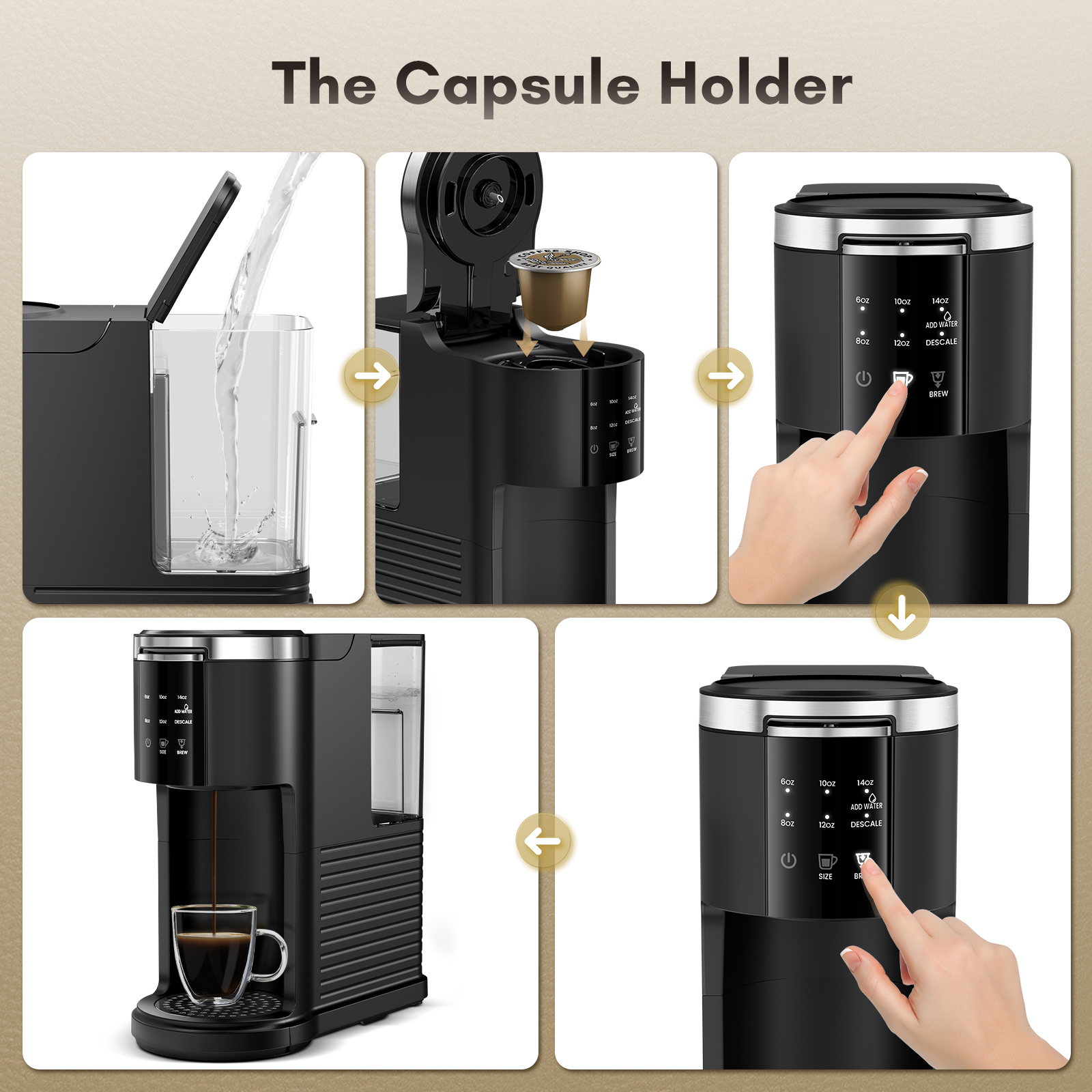 Moifoi 2-in-1 Single Serve Coffee Maker, K-Cup and Ground Coffee photo 2
