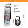 thumbnail image 3 of 1000ML Transparent Sports Water Bottle with Handle & Straw Portable Water Bottle for Outdoor Camping Gym Watercolor-style Snowman Pattern, 3 of 7