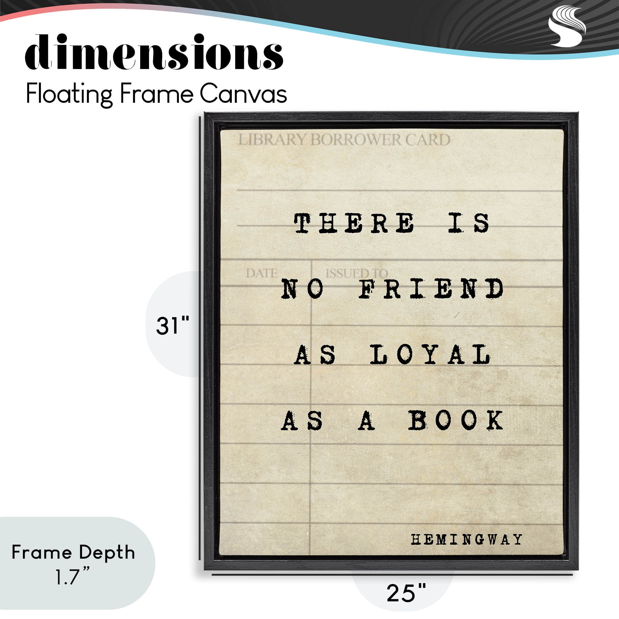 Stupell Industries No Friend As Loyal As A Book Black Framed Floater Canvas Wall Art, design by Julia Frost