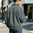 thumbnail image 4 of CCRFTGI Mens Jacket Corduroy Bomber Full Zip Vintage Casual Long Sleeve Lapel Collar Work Fall Fashion Jacket Mint Green 5XL, 4 of 7
