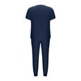 thumbnail image 4 of Ecqkame Womens Two Piece Sets V-Neck Top and Tapered Leg Jogger Pants with Button Medical Nursing Uniforms Set Dark Blue M, 4 of 6