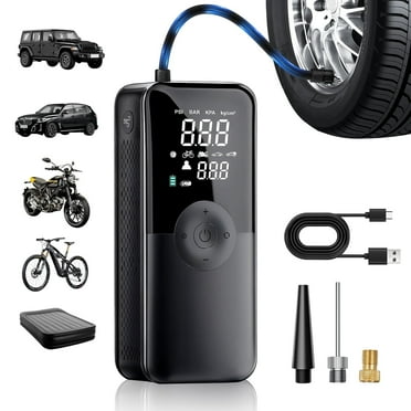PHANCIR Cordless Tire Inflator Portable Air Compressor, 150 PSI Digital Display Multi-Function Air Pump with Automatic Shutoff & 3 Modes LED Light for Car, Motorcycles, Perfect Father's Day Gift