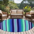 thumbnail image 4 of Mexican Style Round Area Rug 8Ft Washable Large Circle Rugs for Living Room Dorm, Colorful Mexico Stripes Teal Blue Non-Slip Carpet Floor Mats Indoor Outdoor Carpet Runner Aesthetic Home Decor, 4 of 8