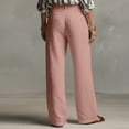 thumbnail image 5 of GUACER Cotton Linen Wide Leg Pants for Women Drawstring Waist with Pockets Casual Summer Trousers, 5 of 6