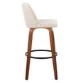 thumbnail image 3 of Walnut & Cream Fabric Bar Stools Set of 2 with Swivel Seats and Footrest - 30 Inch Counter Height Mid Century Modern Style, 3 of 5