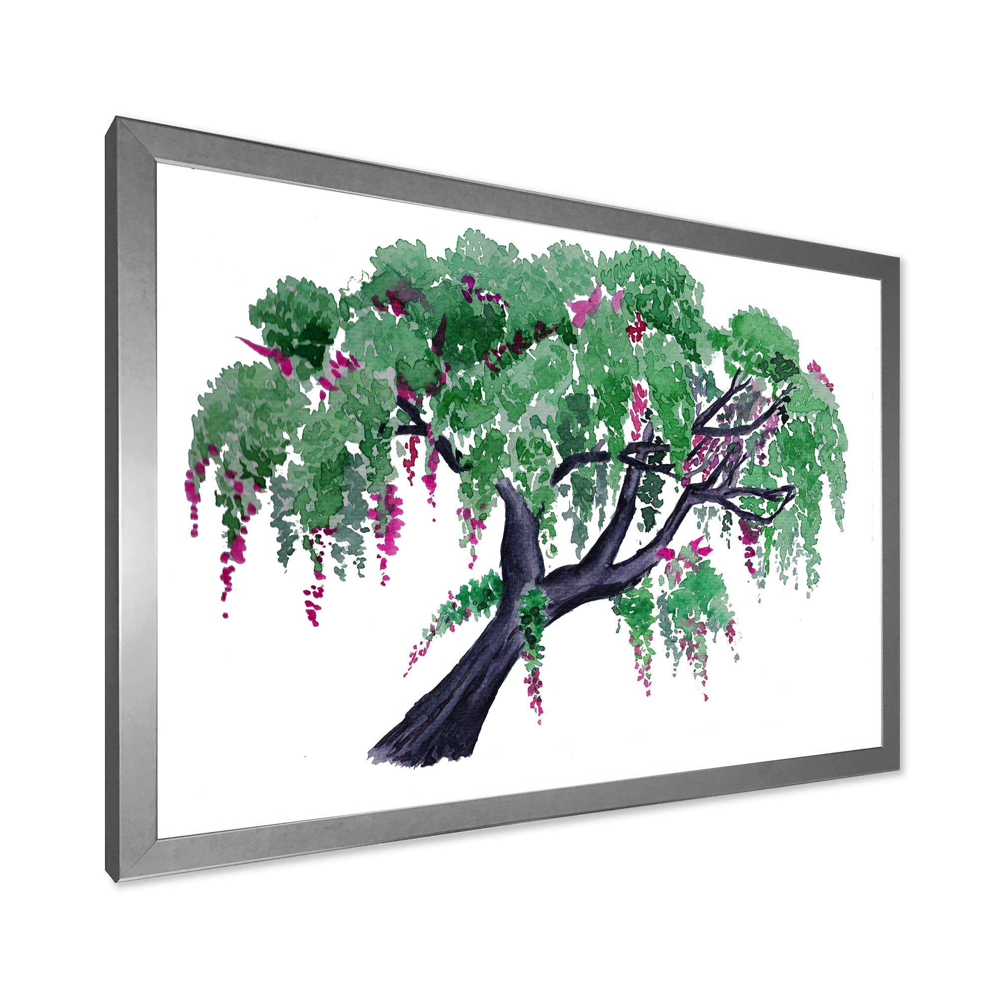 Designart 'A Lonely Tree of Wisteria' Traditional Framed Art Print