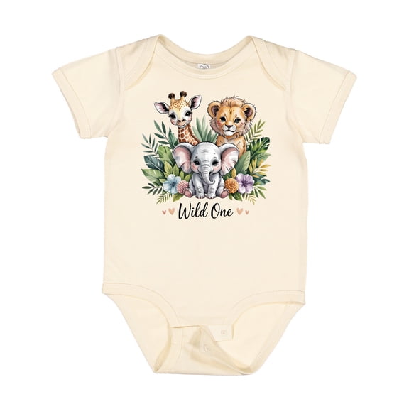 Inktastic Wild One Jungle Animals Baby Safari Boys or Girls Baby Bodysuit