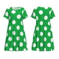 thumbnail image 6 of Lafuoo Green And White Polka Dot Pattern Women's Short Sleeve Dress, Elastic Waist with Pockets, Knee-length A-line Skirt, Summer Casual Wear-Medium, 6 of 8