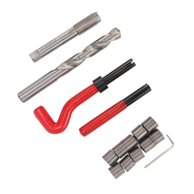 Kit de reparación de roscas, kit de reparación de roscas, insertos de machos de roscar de taladro métricos, juego de herramientas de machos de roscar de taladro, rendimiento finamente ajustado