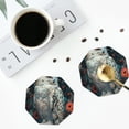 thumbnail image 4 of Vsdgher Moon Flower White Owl Leather Coasters for Drinks, Durable Drink Coasters 4 Set for Tabletop Protection, Luxurious Home Décor and Housewarming Gift ( {designName})Octagon, 4 of 6