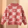 thumbnail image 2 of XAOWF Toddler Kids Girls Thickened Sweaters Fashion Lattice Long Sleeve Bulky Yarn Casual Knitwear Daily Wear Leisure Stylish Tops 4-5 Years, 2 of 8