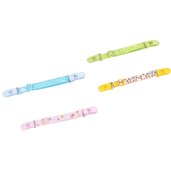 Minkissy 4-Pack Baby Bib Clips Assorted Colors, Lightweight Polyester Fasteners for Infant and Toddler Use