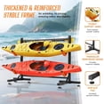 thumbnail image 2 of Jocisland Freestanding Kayak Storage Rack for 2 Kayaks, Adjustable Width Stand with Stable T-Base, EVA Tube Sleeves, for Indoor Outdoor Garage, 2 of 8