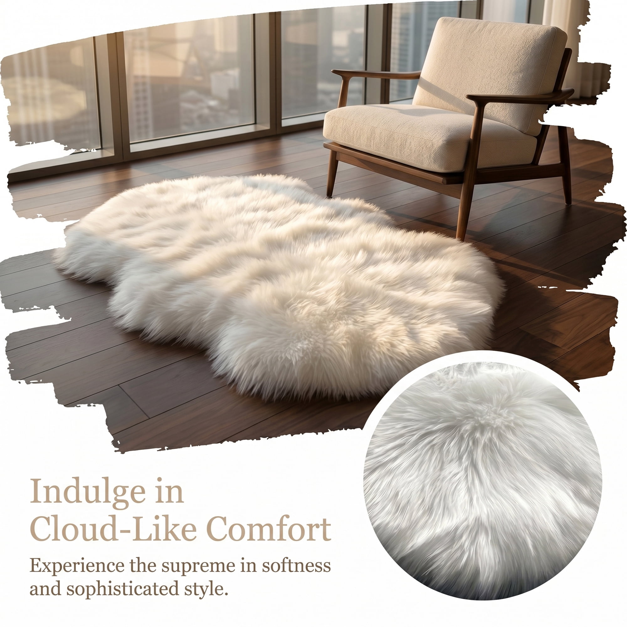 Unique Bargains Ultra Fluffy Bedroom Non Slip Fuzzy Shaggy Area Rug 35" x 24" White