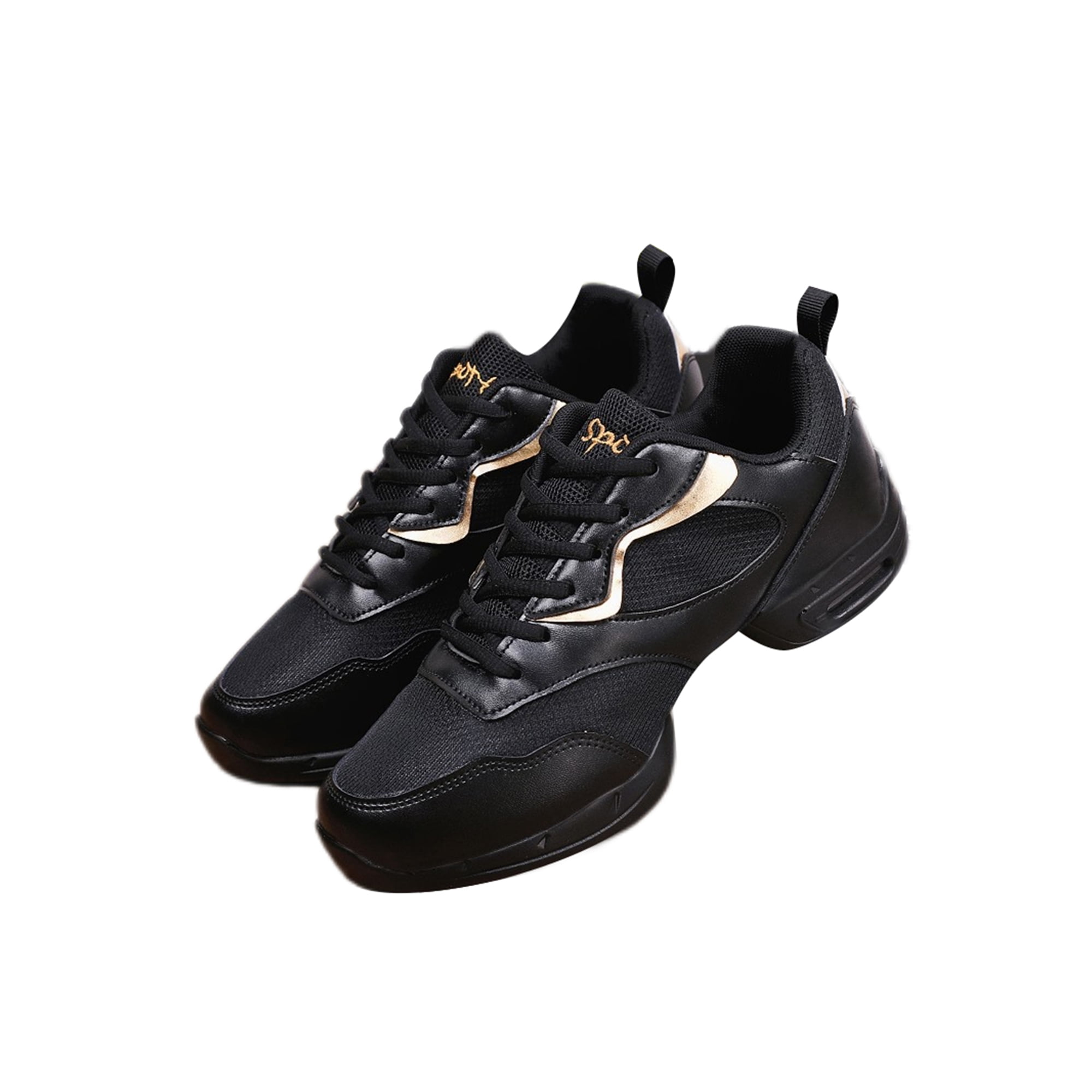 Woobling Mens Breathable Jazz Shoe Practice Non Slip Round Toe Dance Shoes Comfort Dancing Sneakers Black Gold 7.5 Walmart