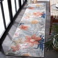 thumbnail image 3 of SAFAVIEH Cabana Caris Floral Indoor/Outdoor Runner Rug, Grey/Rust, 2' x 9', 3 of 12