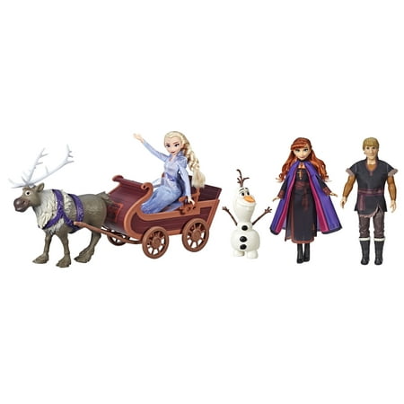 Disney Frozen 2 Sledding Adventures Fashion Doll Playset with Elsa, Anna, Kristoff, Olaf, Sven & Sled Toy