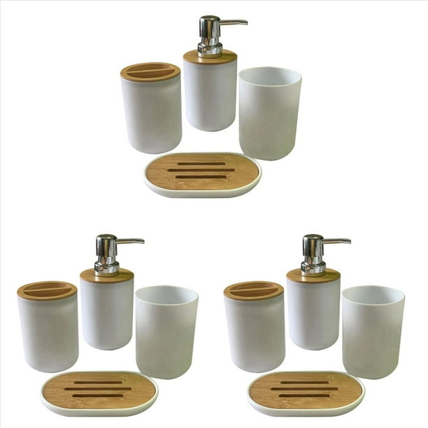 3X Juego de Accesorios de Baño Dispensador de JabóN Botella Baño Soporte para Cepillo de Dientes Traje