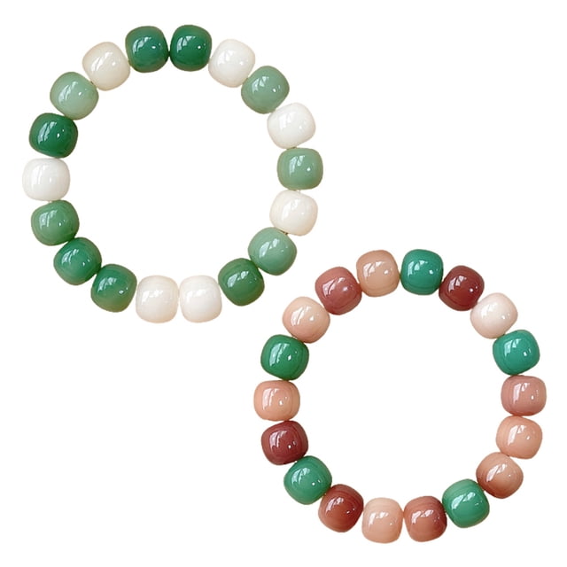 Paquete de 2 pulseras elásticas unisex con cuentas de piedras preciosas, regalo para mujeres, hombres y adolescentes, cuentas de 10 x 9 mm