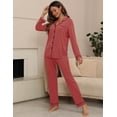 thumbnail image 3 of Conjunto de pijama ZMJ para mujer, manga larga con botones y pantalones largos, 3 of 7