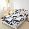 thumbnail image 4 of Manfei Cartoon Funny Penguin Full Size Sheets for Kid, Black Grey Bed Sheets, Kawaii Wildlife Animal Sheet Sets, Super Cozy Room Decor, 4-Piece, 4 of 7