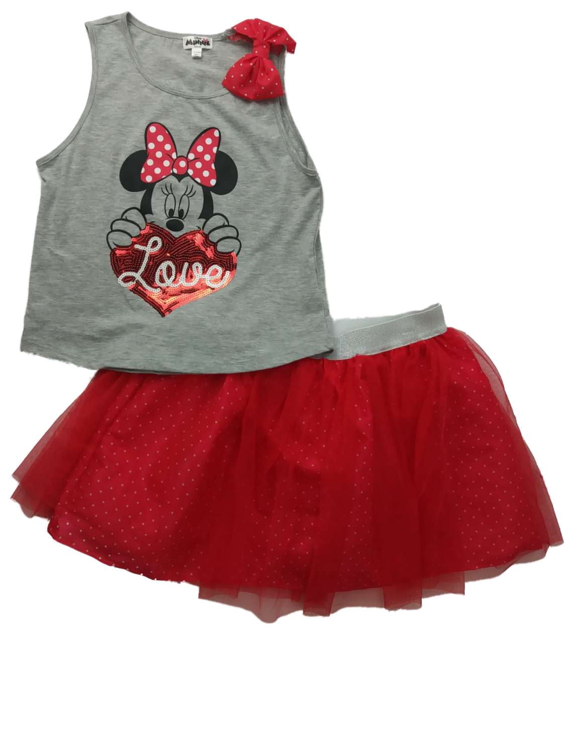 Disney Girls Red Blue & White Minnie Mouse Gingham Checker Print