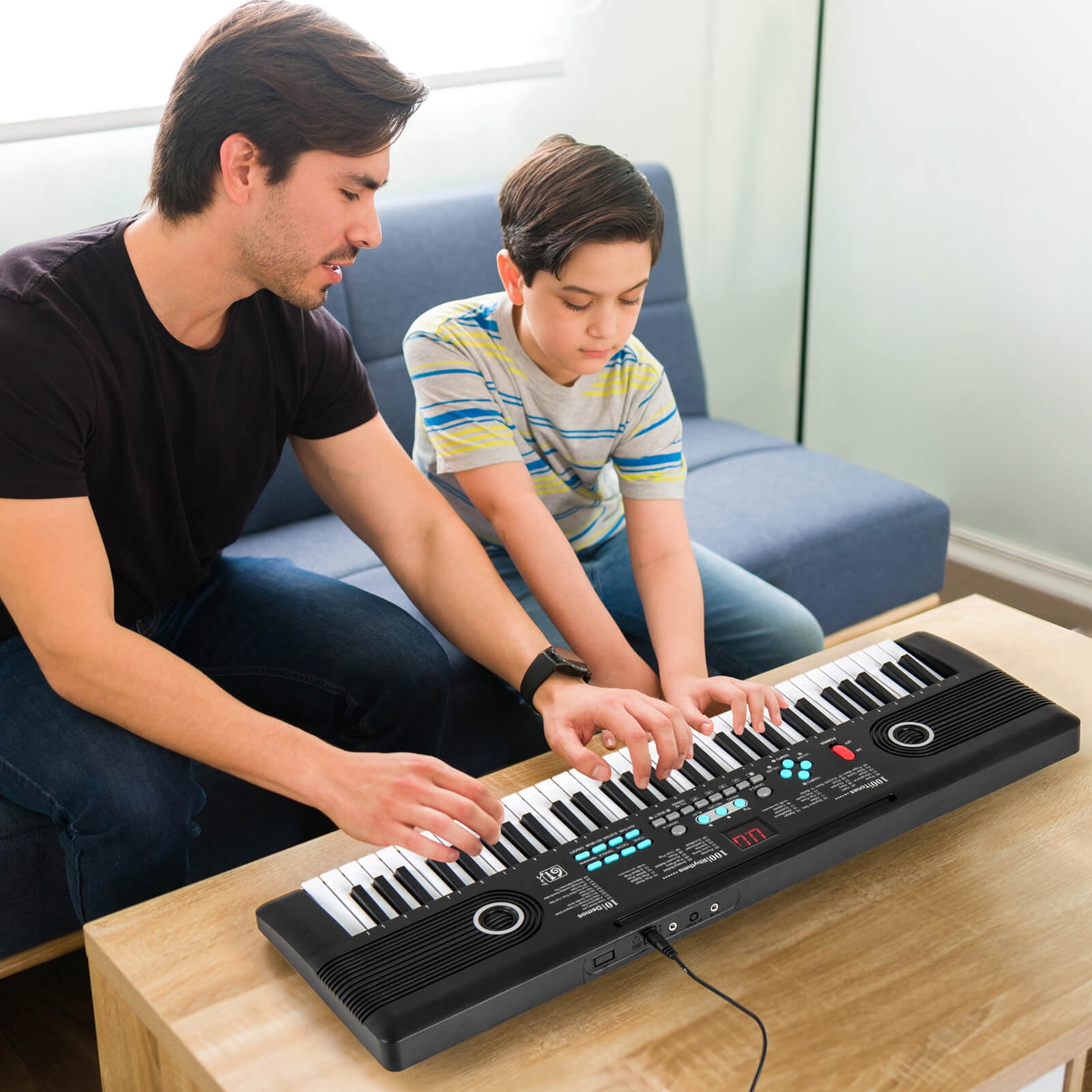 Costway 61 Keys Kids Piano Keyboard with Carry Bag Microphone Sheet Stand Power Supply