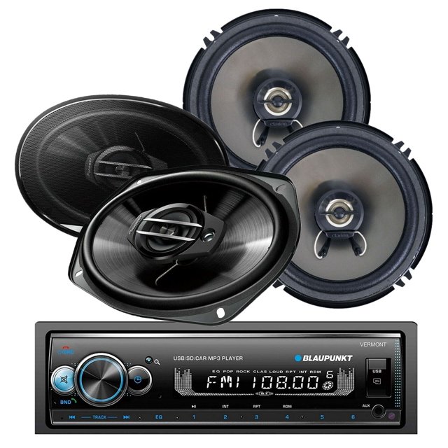 Blaupunkt VERMONT72 1Din Receiver + 2x Clarion 6.5" + 2x Pioneer 6x9" Speakers Bundle