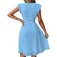 thumbnail image 4 of Vestido de Fiesta para Mujer, con Encaje Bordado y Ojales, Cintura Fruncida, Mangas Acampanadas, Corte A, , Midi, para (2025) Azul XL, 4 of 9