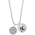 thumbnail image 1 of Delight Jewelry Silvertone Paw - Round Seal Silvertone Script Initial Disc - X - Charm Necklace, 20"+3", 1 of 1
