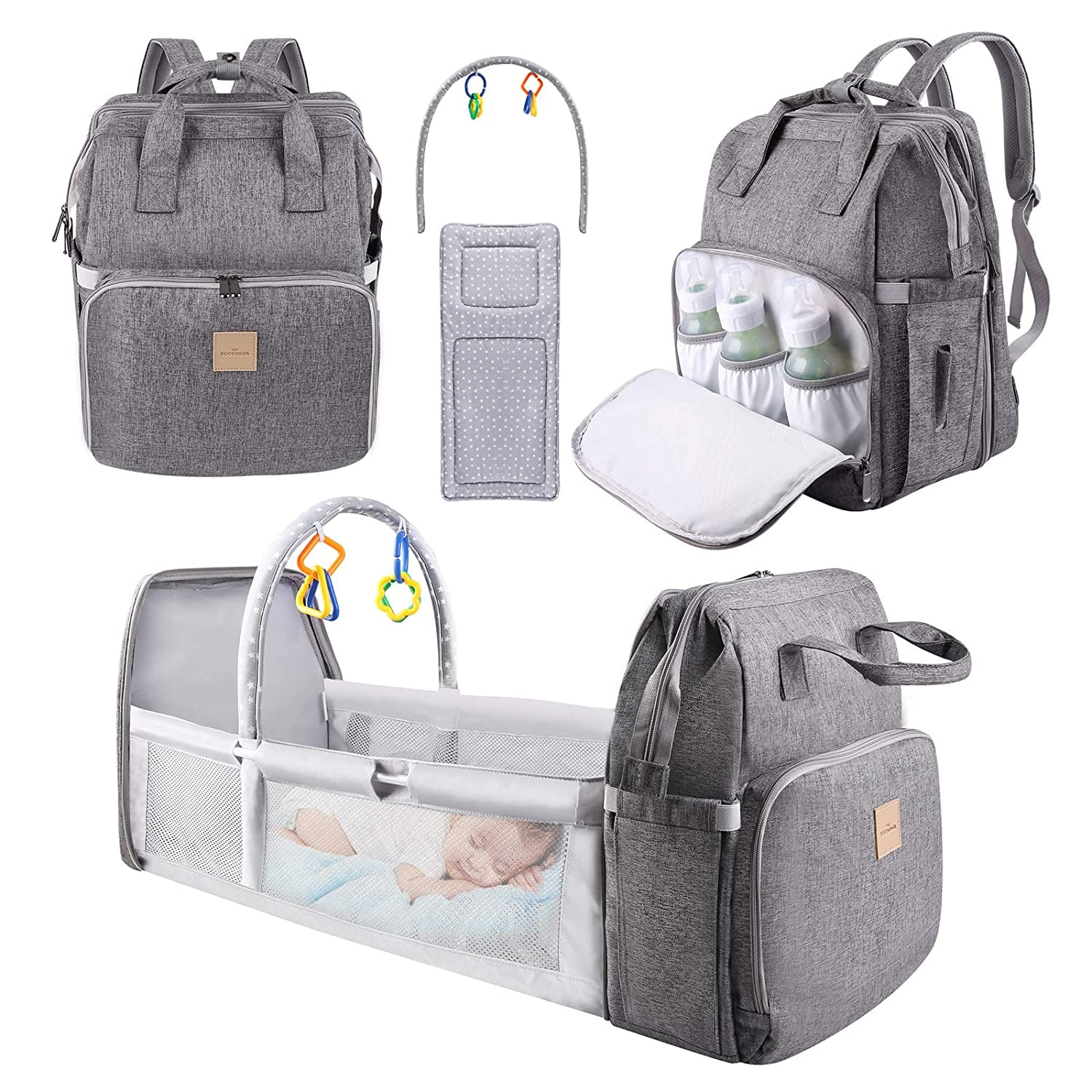 Baby Changing Backpack Nappy Diaper Bag Mums Dads Large Rucksack w/ USB Port US 