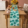 thumbnail image 2 of Green Geometric Moroccan Table Runner 72 Inches, Abstract Art Teal Ombre Modern Bed Runner Dresser Scarves Tabletop for Indoor Outdoor Parties/Ceremony/Banquet, 14" x 72", 2 of 8