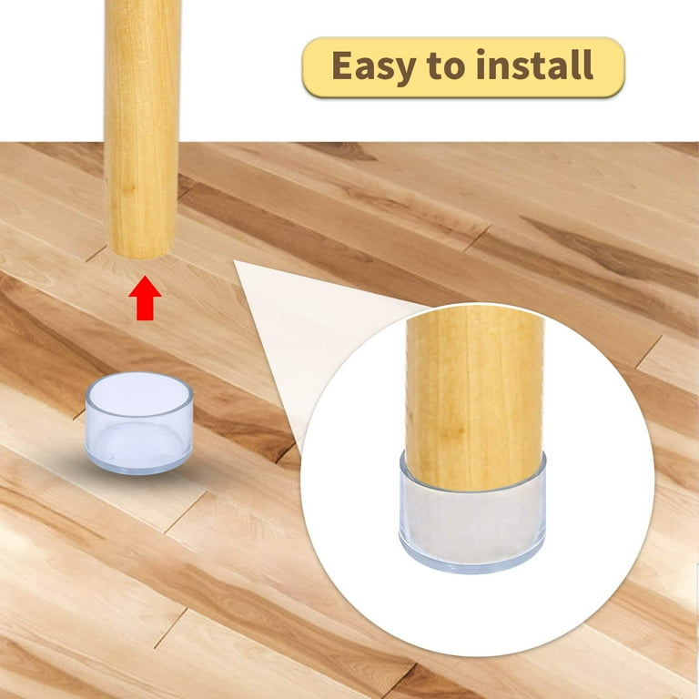 Flyshop Round Chair Leg Caps Tips Flexible PVC Patio Floor Protectors Transparent Furniture Table Feet Covers 2