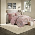 thumbnail image 3 of Vintage Floral Bedding Sets King Size Pink Multicolor Reversible Comforter with Sheets Shams, 3 of 12