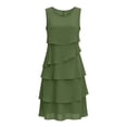 thumbnail image 7 of ClodeEU Women's Round Neck Sleeveless Chiffon Tiered Mini Dress, Casual Flowy Layered Dress Army Green,Women's Plus L, 7 of 7