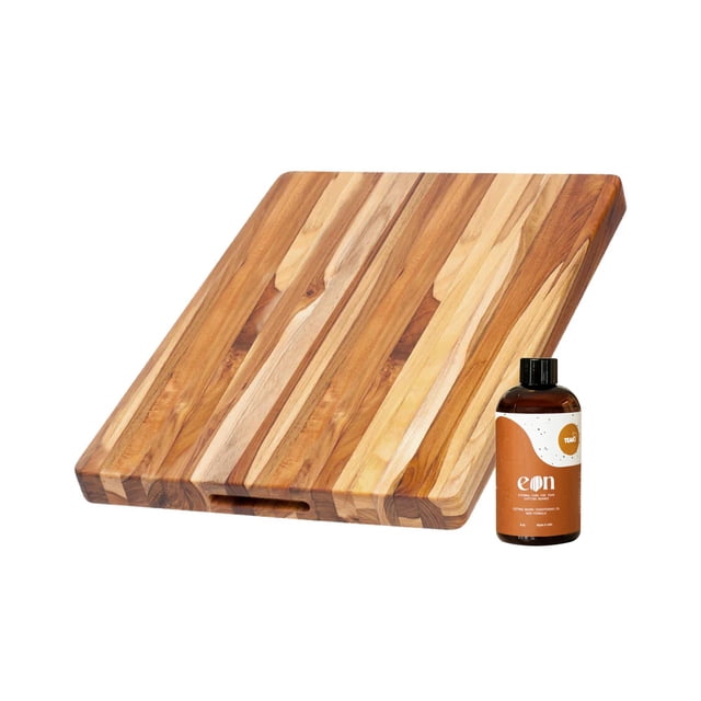 Tabla de cortar Teakhaus de madera grande con asas de agarre con certificado FSC