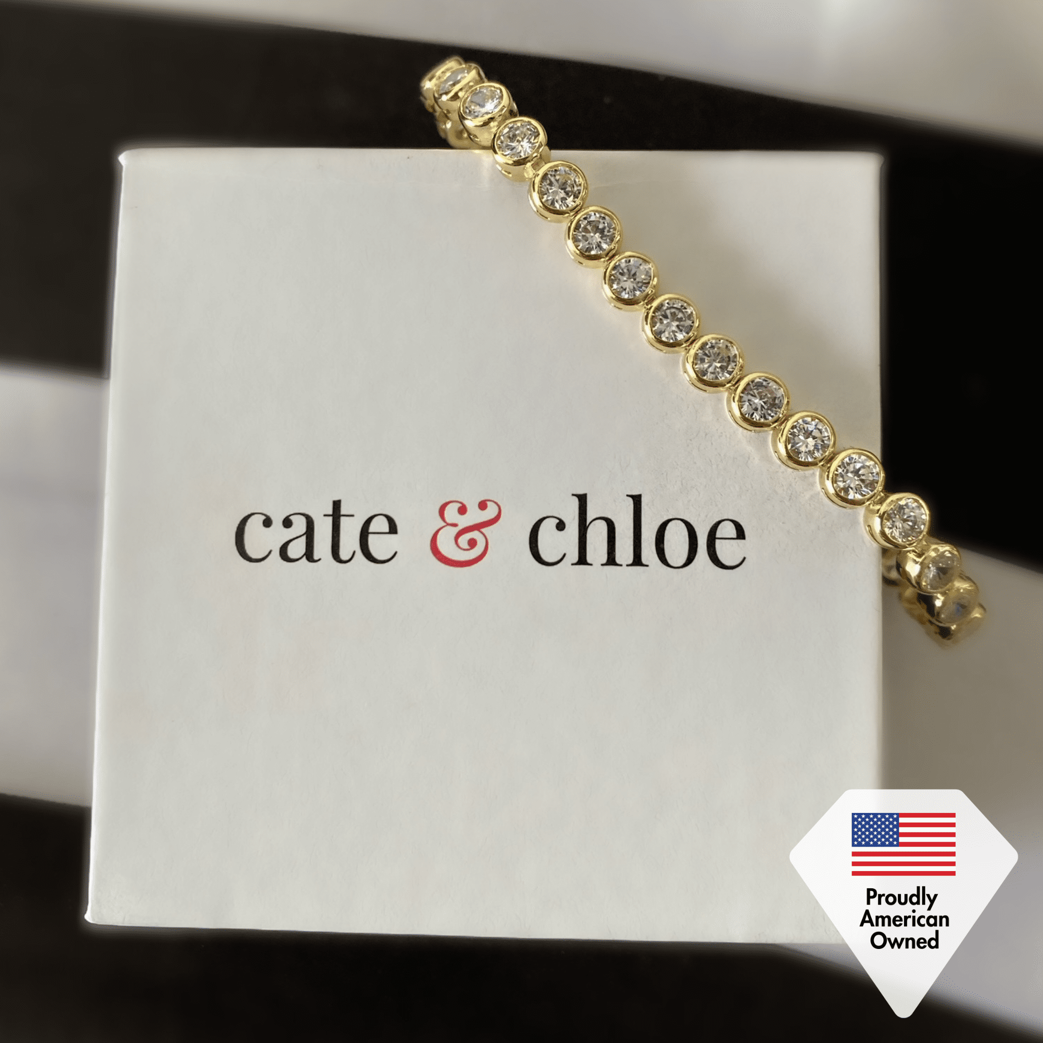 Cate & Chloe Joelle 18k White Gold Plated Tennis Bracelet with Simulated Diamond Crystals for Women