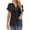 Black, variant on Women's Summer Tops Trendy Button V Neck Tunic T-Shirts Lounge Short Sleeve Cotton Line Shirts Solid Color Breathable Plus Size Tops for Women
